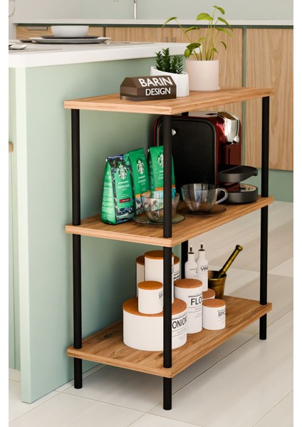 3 Raflı Çevir-Kur Çok Amaçlı Raf Ünitesi Mutfak Ofis Düzenleyici Kolay Kurulum Portatif Organizer Raf