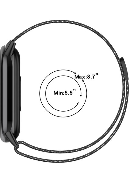 Xiaomi Mi Band 10 / Mi Band 9 / Mi Band 8 Uyumlu Mıknatıslı Paslanmaz Metal Hasır Milano Kordon Kayış