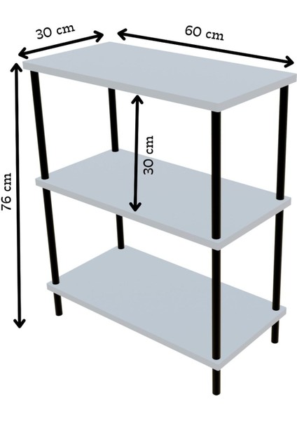 3 Raflı Çevir-Kur Çok Amaçlı Raf Ünitesi Mutfak Ofis Düzenleyici Kolay Kurulum Portatif Organizer Raf fırsatları