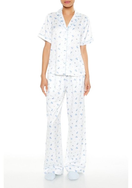 Çiçek Desenli Gömlek ve Pijama Altı Takımı fiyatları