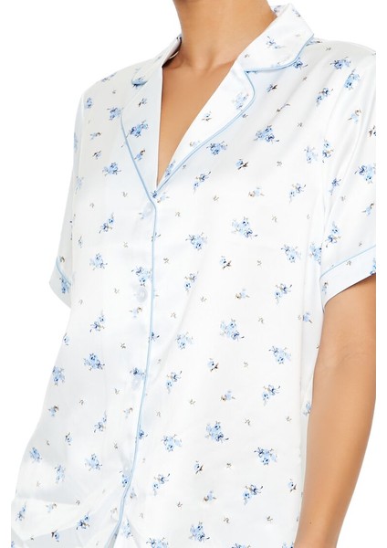 Çiçek Desenli Gömlek ve Pijama Altı Takımı modelleri
