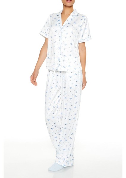 Çiçek Desenli Gömlek ve Pijama Altı Takımı indirimleri