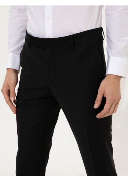 Erkek Siyah Slim Fit Kumaş Pantolon 50250844-VR046