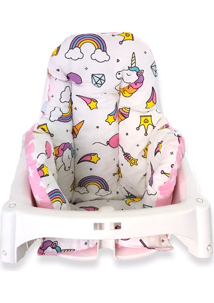 Bebek/çocuk Mama Sandalyesi Minderi Beyaz Unicorn ve Pembe Yıldızlı fiyatları