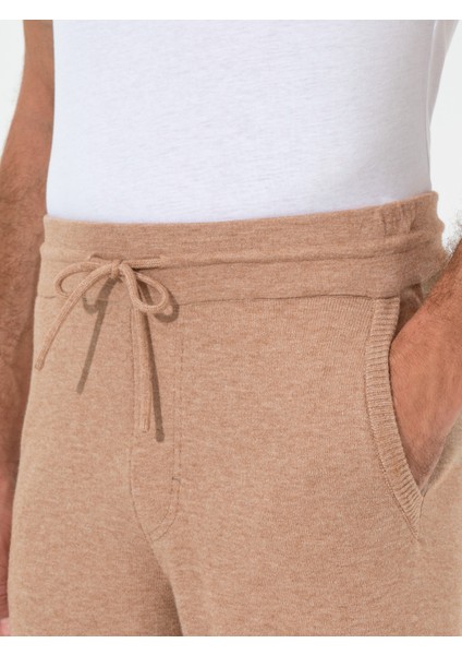 Erkek Bej Slim Fit Lastikli Paça Triko Pantolon 50260369-VR011