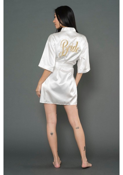 Saten Gold Bride Nakışlı Gelin Sabahlığı FM000001 fırsatları