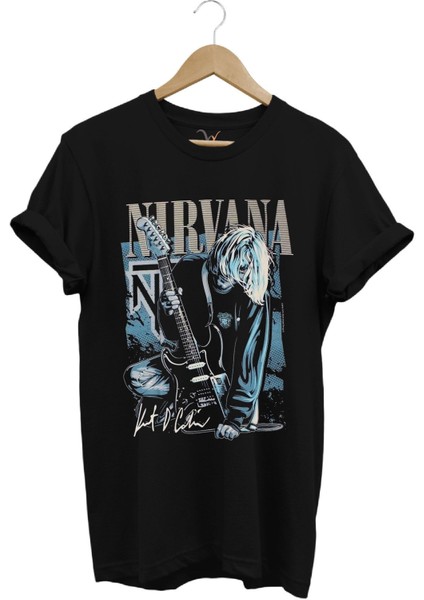 Nirvana Rock Müzik Grubu Poster Baskılı Şık %100 Pamuk Yazlık T-Shirt