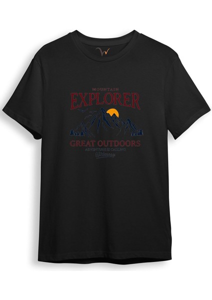 Mountain Explorer Dağcı Gezgin-Araştırmacı Regular Fit %100 Pamuk Bisiklet Yaka T-Shirt