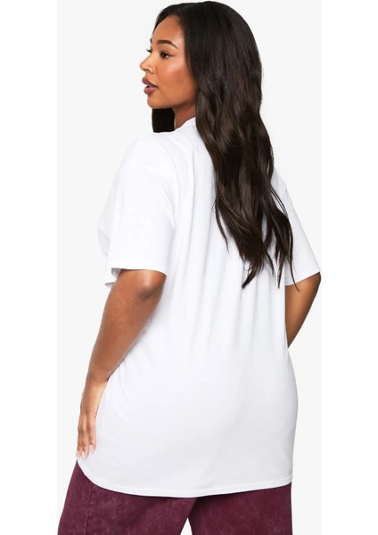Kadın Oversize Beyaz Tişört Kiraz Baskılı Yazlık %100 Pamuk Büyük Beden modelleri