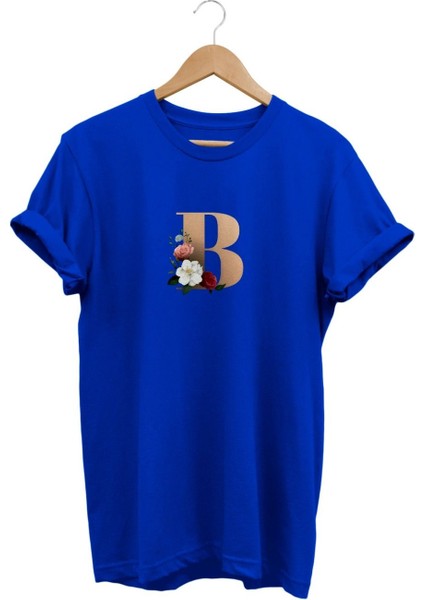 B Çiçek Baskılı T-Shirt