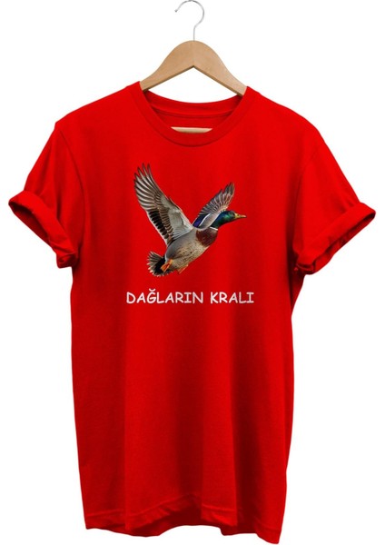 Dağların Kralı Ördek Baskılı %100 Pamuk T-Shirt Basic Kalıp Tişört