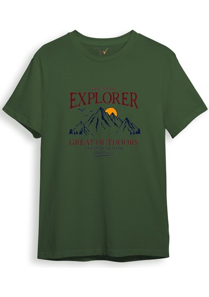 Mountain Explorer Dağcı Gezgin-Araştırmacı Regular Fit %100 Pamuk Bisiklet Yaka T-Shirt