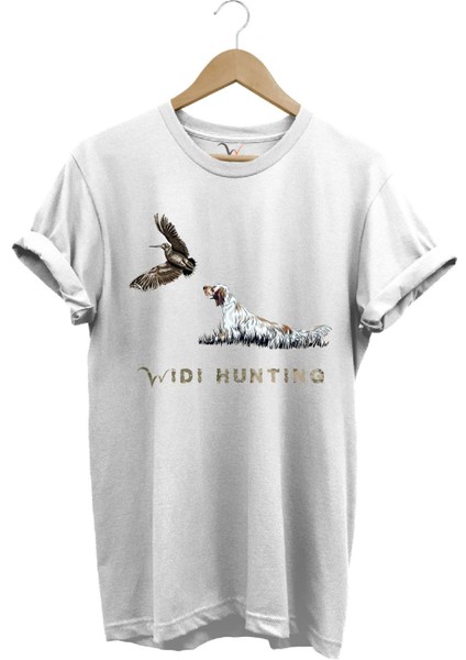 Avcılık Widi Hunting Fermalı English Setter Çulluk Baskılı %100 Pamuk Regular Fit T-Shirt