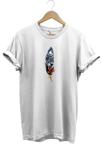 Kaplan Tüy Baskılı Şık Minimal %100 Pamuk Regular Fit Bisiklet Yaka T-Shirt