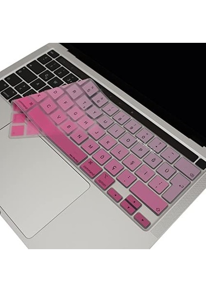 Macbook Pro Klavye Kılıfı 13 Inç M1-M2, (Türkçe Q) A2338 A2289 A2251 A2141 ile Uyumlu Gradient Pembe modelleri