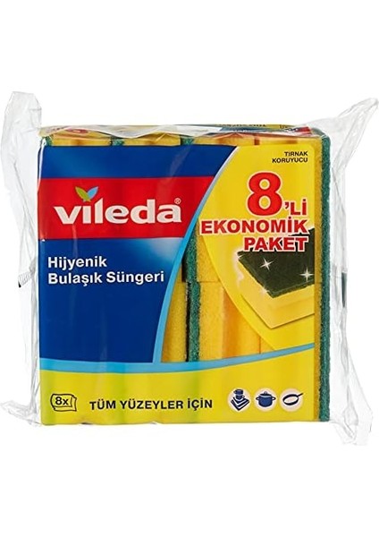 141127 Oluklu Bulaşık Süngeri, Yeşil, 8 Parça modelleri