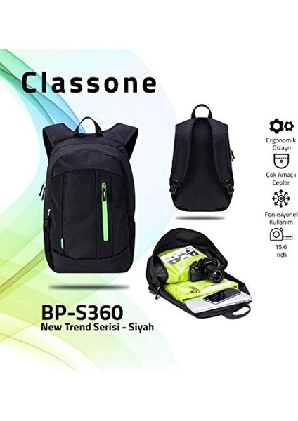 15.6 Inç BP-S360 New Trend Serisi Sırt Çantası, Siyah modelleri