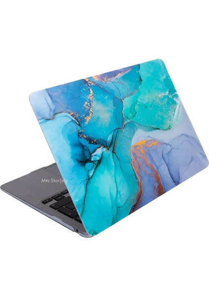 Huawei Kılıf Matebook D15 Kılıf (2019-2020-2021-2022 Yılı) ile Uyumlu Marble Desenli Açık Yeşil