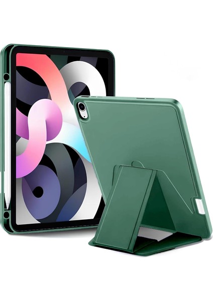 iPad Tablet Ile Uyumlu Kılıf Lüks Kadife Iç Kaplamalı Suni Deri Mıknatıslı Standlı Tablet Arka Kapak (Yeşil, iPad Air 10.9 Inç/ipad 10.nesil 10.9)