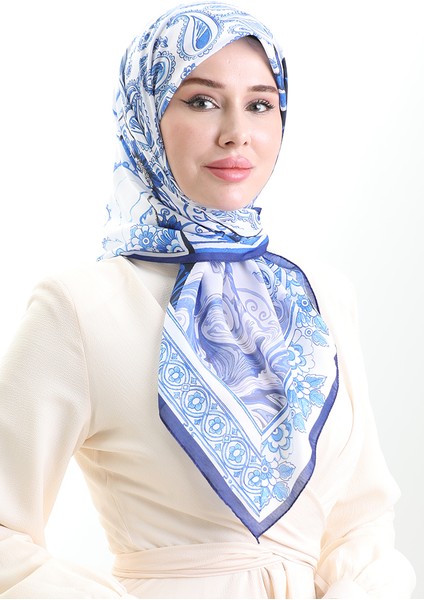 Etnik Desen Soft Eşarp 90200-01 Indigo