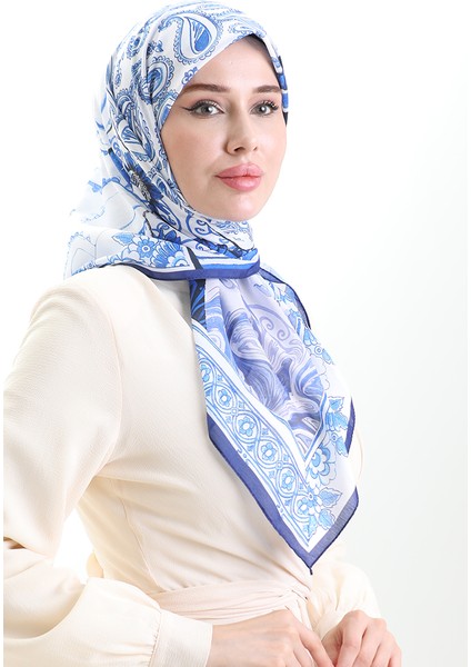 Etnik Desen Soft Eşarp 90200-01 Indigo