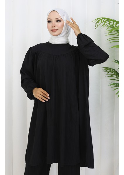 Büzgülü Tunik Pantolon Ikili Takım 2089-01 Siyah fırsatları