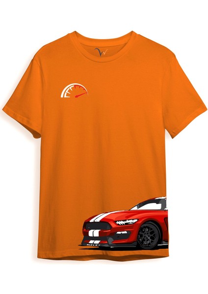 Araba Yan Detaylı Hız Limiti Baskılı Regular Fit %100 Pamuk T-Shirt