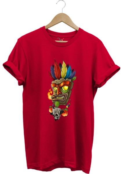 Grafiti Desenli Kızılderili Baskılı Dövme Temalı Regular Fit %100 Pamuk T-Shirt