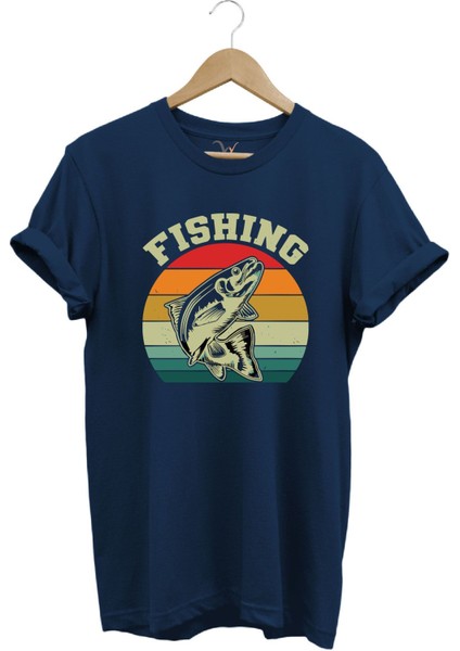 Fishing Balıkçı Yazılı Yazlık Regular Fit %100 Pamuk T-Shirt