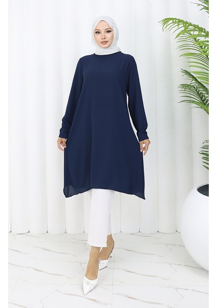 Asimetrik Prenses Tunik 4101-08 Lacivert