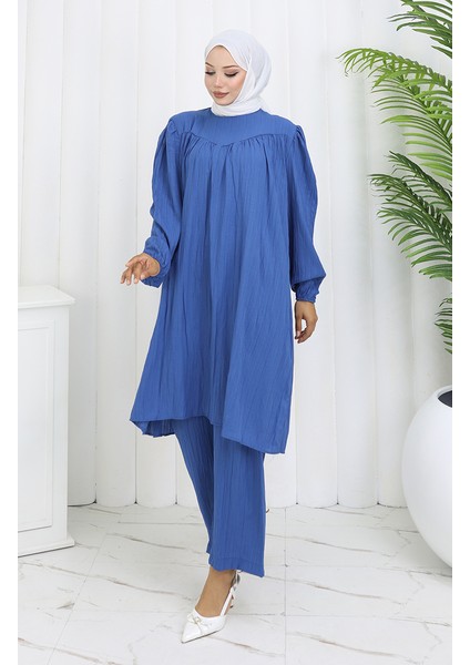 Büzgülü Tunik Pantolon Ikili Takım 2089-05 Indigo fiyatları