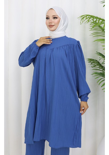 Büzgülü Tunik Pantolon Ikili Takım 2089-05 Indigo fırsatları