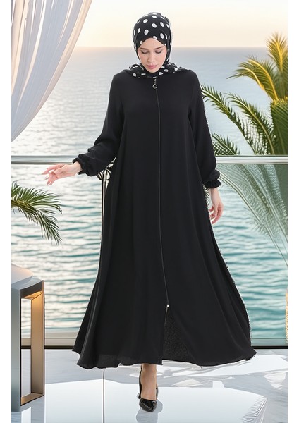 Fermuarlı Mevlana Ferace 4106-04 Siyah