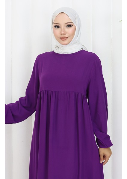Belden Büzgülü Elbise 4102-05 Mor modelleri