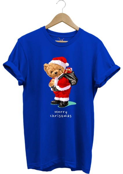 Yılbaşı Yeni Yıl Merry Christmas Sevimli Ayıcık Baskılı %100 Pamuk Regular Fit T-Shirt