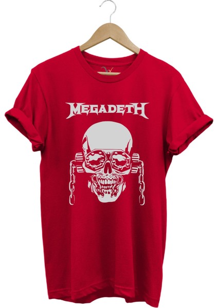 Heavy Metal Unisex Megadeth Skull Baskılı %100 Pamuk Regular Fit Bisiklet Yaka T-Shirt