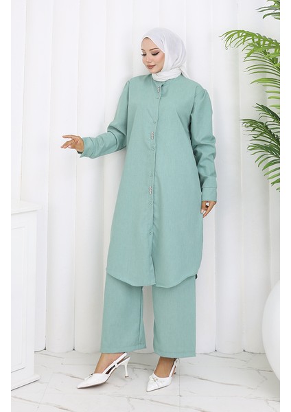 Taşlı Tunik Pantolon Ikili Takım 2090-02 Çağla Yeşili fiyatları