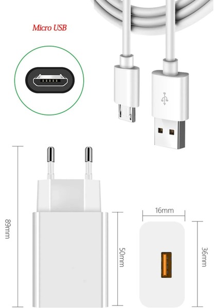 Android 12 Watt Micro Şarj Aleti Cihazı Lisanslı Data Veri Aktarım Hızlı Şarz Aleti Kablo ve Adaptör