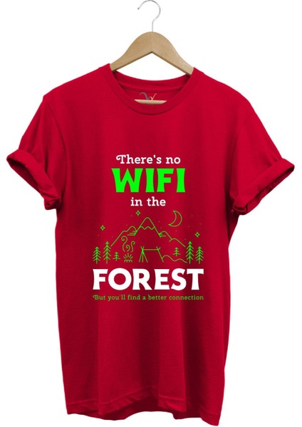 Outdoor Doğa Kamp No Wifi Tasarım Baskılı %100 Pamuk Regular Fit T-Shirt