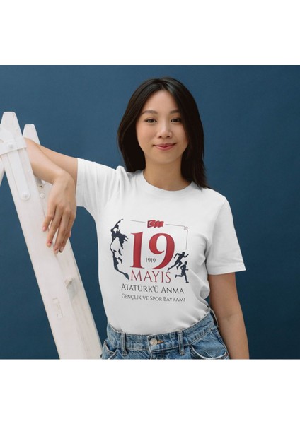 Gençlik ve Spor Bayramı Tişört 19 Mayıs T-Shirt Unisex Beyaz Tişört modelleri