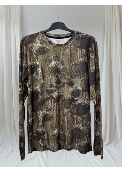 Ayçiçek Desen Baskılı Widi Hunting Avcı Regular Fit Bisiklet Yaka Uzun Kol Dry Touch T-Shirt