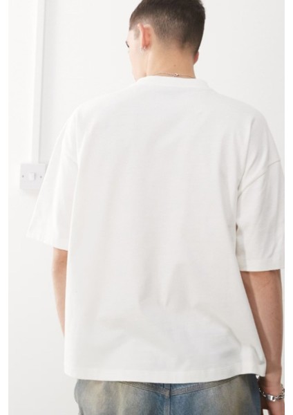 Unisex %100 Pamuk Oversize Fruttato Praiano Meyve Baskılı Beyaz Tişört Yazlık Vintage Stil modelleri