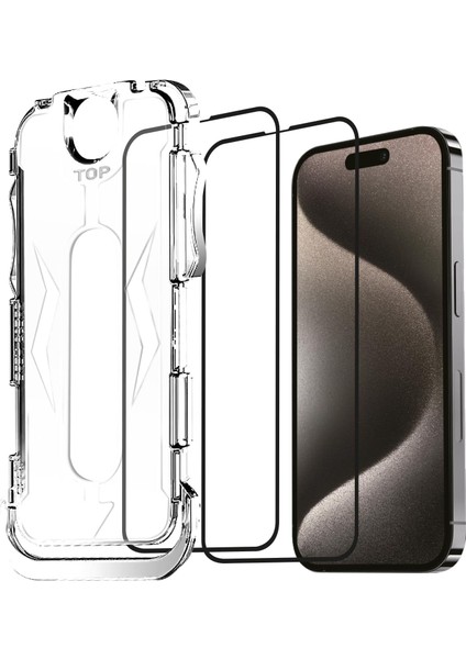 Trend iPhone 13 Pro Max Uyumlu Hizalama Aparatlı Koruyucu Cam Takılırken Camın Altında Kesinlikle Toz Bırakmayan Tam Koruma Sağlayan Pürüzsüz Lazer Kesim Premium Ekran Koruyucu Kırılmaz Cam