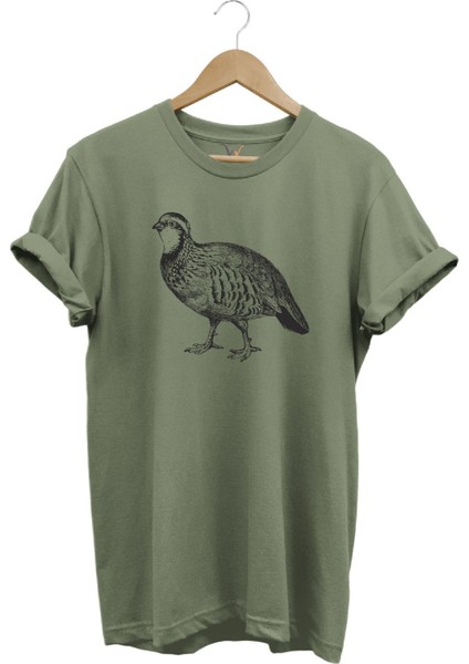 Hunting Avcılık Keklik Baskılı %100 Pamuk Regular Fit Bisiklet Yaka T-Shirt