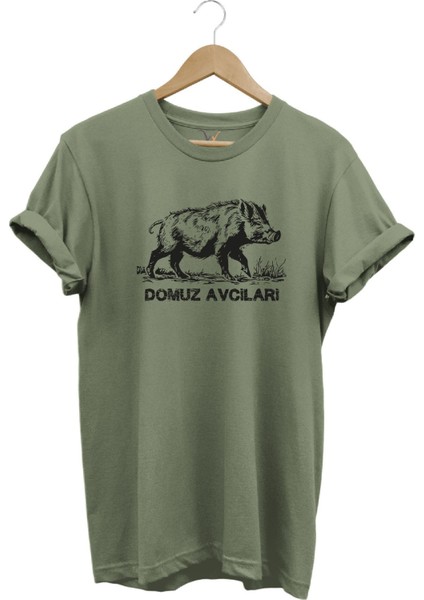 Avcılık Hunter Domuz Avcıları Baskılı Domuz Avı %100 Pamuk Regular Fit T-Shirt
