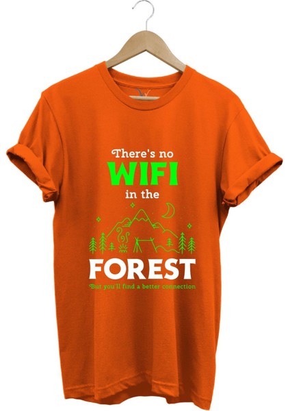Outdoor Doğa Kamp No Wifi Tasarım Baskılı %100 Pamuk Regular Fit T-Shirt fiyatları