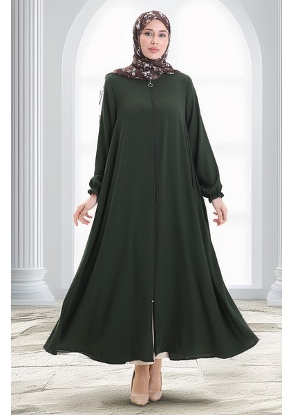 Fermuarlı Mevlana Ferace 4106-02 Zümrüt Yeşili