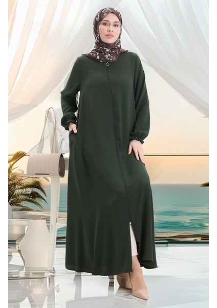 Fermuarlı Mevlana Ferace 4106-02 Zümrüt Yeşili modelleri