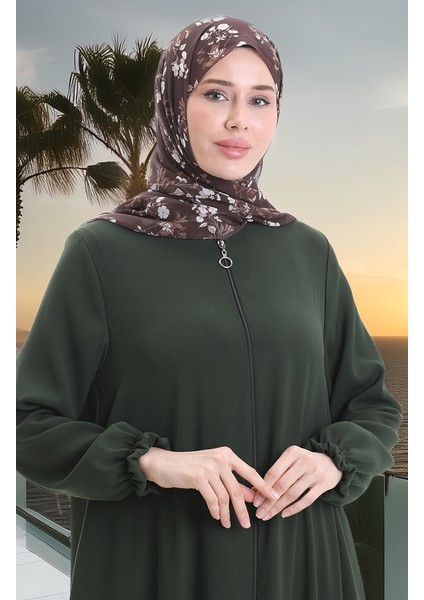 Fermuarlı Mevlana Ferace 4106-02 Zümrüt Yeşili fırsatları