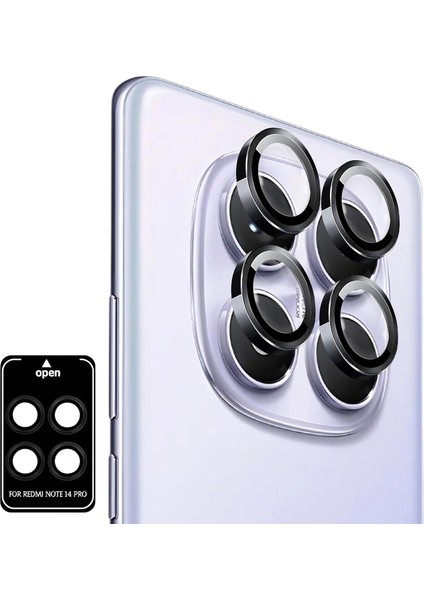 Redmi Note 14 Pro Için Otomatik Hizalama Aparatlı Kamera Lens Koruyucu 9h Sertliğinde Görüntüyü Bozmayan Çizilme ve Düşmeye Karşı Koruyan Alüminyum Alaşım Çerçeve Lens Camı